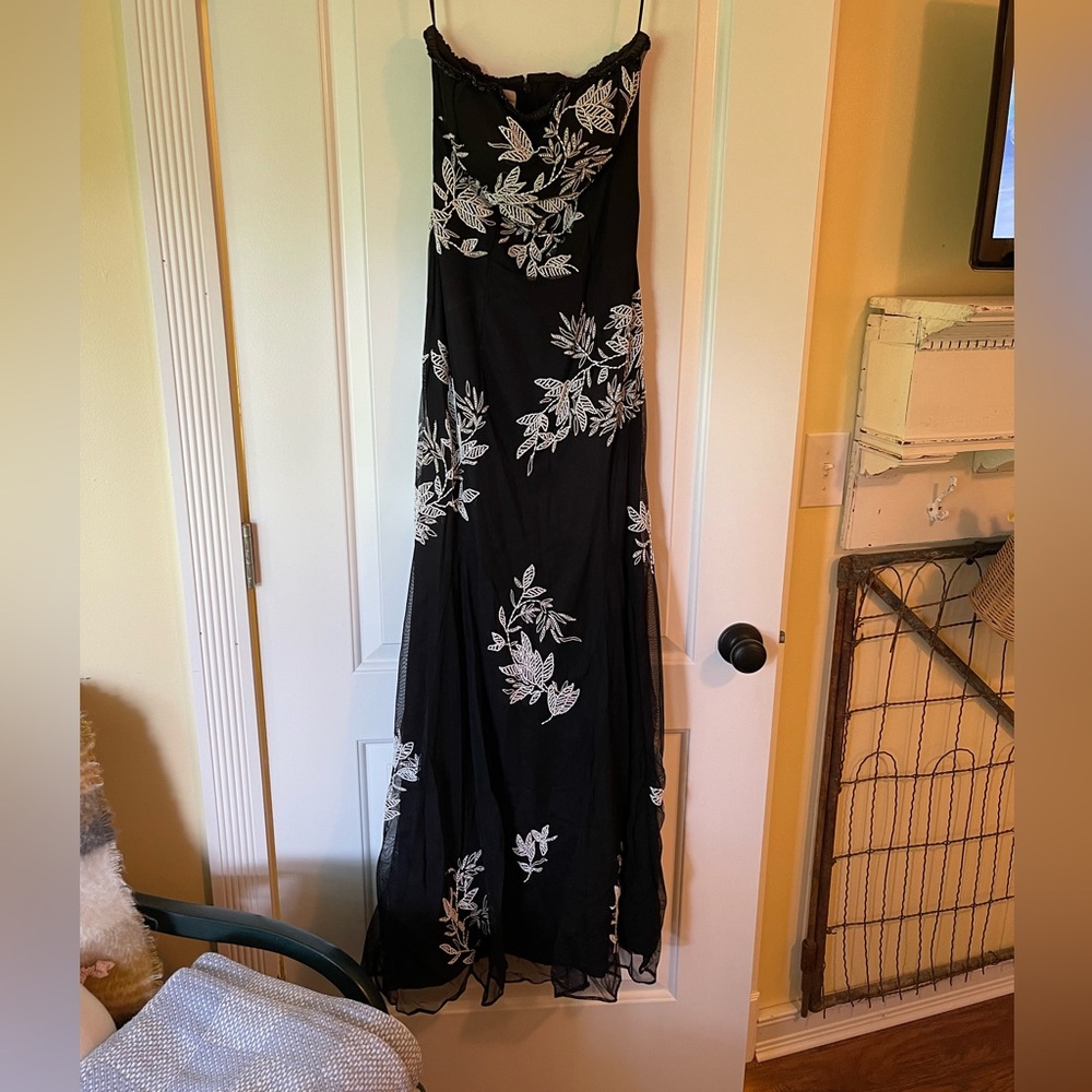 Black Strapless Beaded Gown